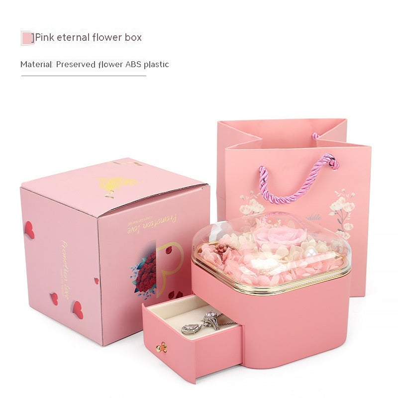 Valentines Day Rose Flower Drawer Jewelry Box Earrings Ring Necklace Storage Valentine's Day Gift Box Romantic Jewelry Packaging Box Overview: Applicable Occasions: Valentine's Day; Mother's Day; Christmas, Wedding, Birthday, Anniversary, etc. Perfect Gif