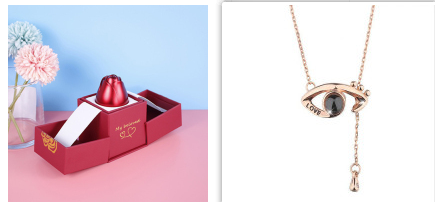 Hot Valentine's Day Gifts Metal Rose Jewelry Gift Box Necklace For Wedding Girlfriend Necklace Gifts Overview: 100% new design and high quality Must-have for fashion women Have a beautiful appearance Specifications: Necklace： Style: ethnic Material: Cryst
