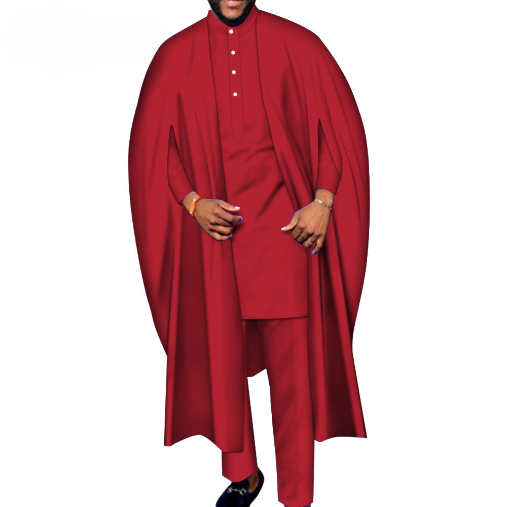 Men's Robe T-shirt And Pants Three-piece Suit