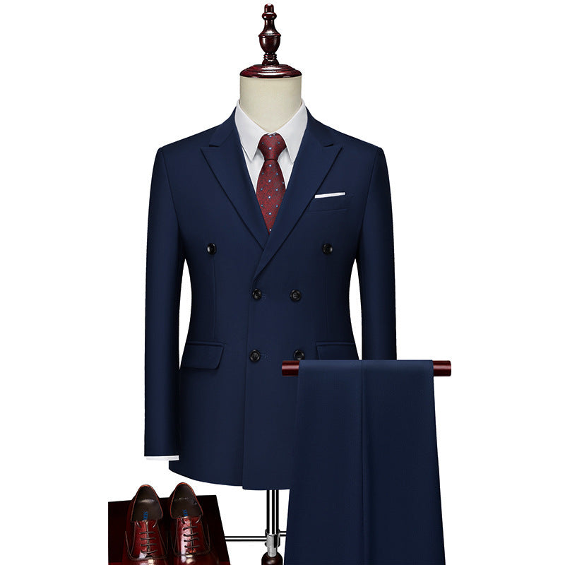 Men's Business Casual Suit Double Breasted Suit Suit Product information: Thickness: regular Fabric name: corduroy Applicable scenario: Banquet Color: dark blue, black, purple, wine red, dark green, orange, yellow, white, sky blue, pink, khaki, Big Red, M