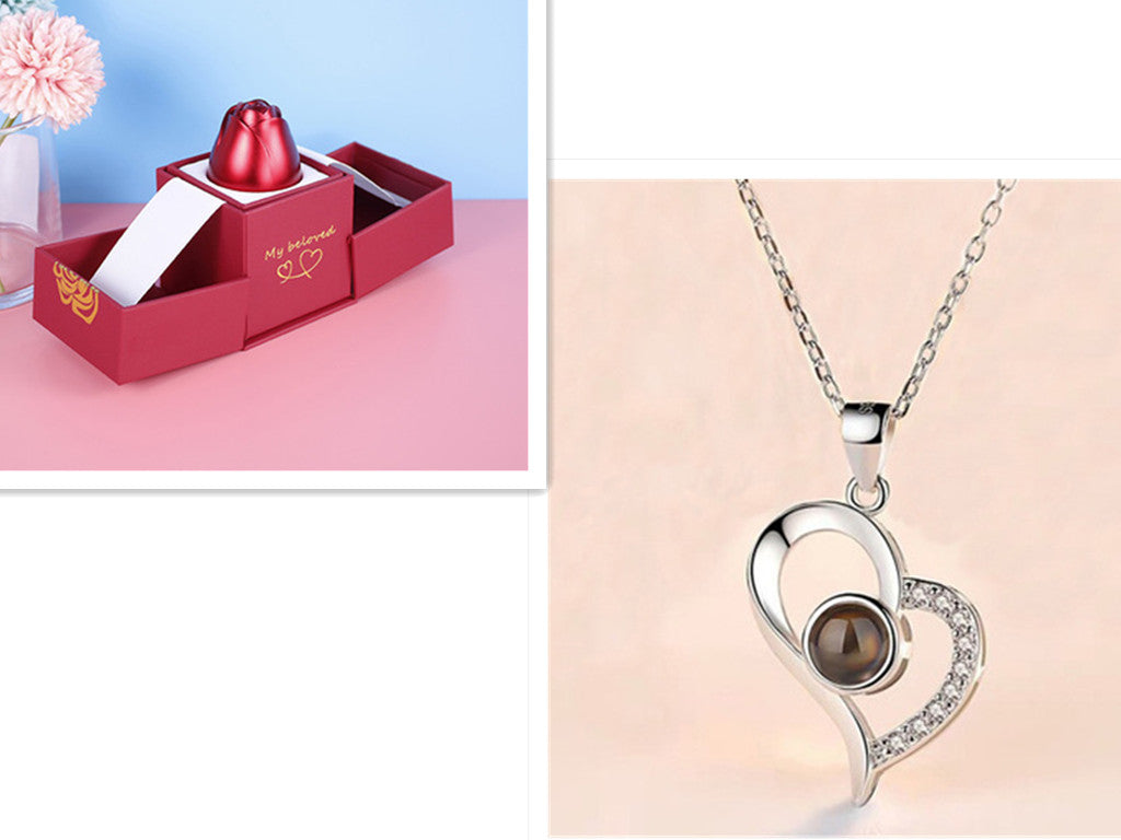 Hot Valentine's Day Gifts Metal Rose Jewelry Gift Box Necklace For Wedding Girlfriend Necklace Gifts Overview: 100% new design and high quality Must-have for fashion women Have a beautiful appearance Specifications: Necklace： Style: ethnic Material: Cryst
