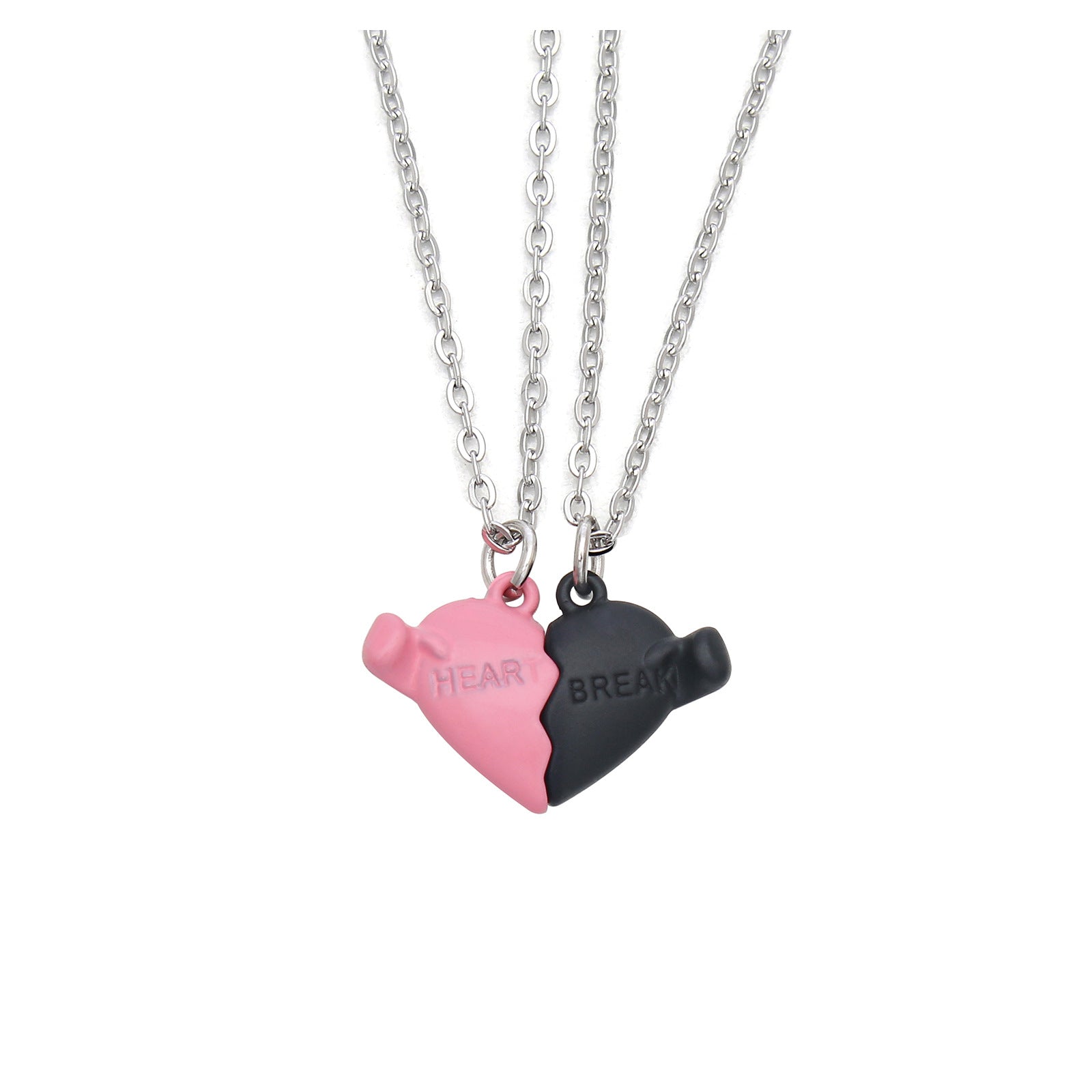 Holding Heart Magnet Pendant Couple Necklace For Love Product Information: Material: Mixed material Processing process: handmade Shape: Heart shape Chain pattern: cross chain Layer or not: No Pendant material: Alloy Popular element: Hearts/hearts Style: C