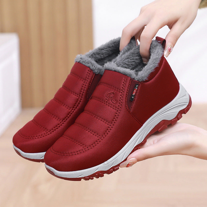 Fashion Thickened Warm Snow Boots Women Product information: Pattern: solid color Applicable sports: Universal Color: women's black, women's red, men's black, men's blue Size: female 36, female 37, female 38, female 39, female 40, female 41, male 39, male