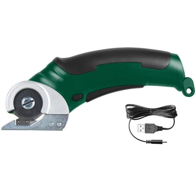 Rechargeable Cordless Electric Scissors The Rechargeable Cordless Electric Scissors make your manual work more efficient and effortless. This multi-purpose rotary cloth cutter is the answer to hassle-free cutting of materials such as cardboard, leather, p