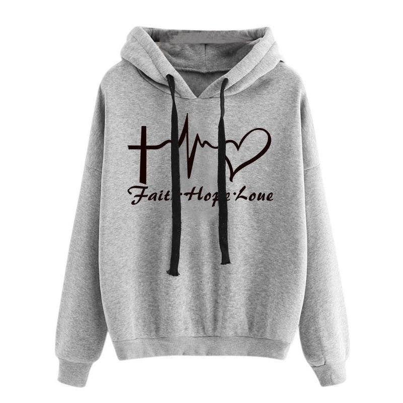 Heart Print Hoodie Sweatshirt Pullover Tops Women Long Sleeve Sports Clothes Product Information: Style: Street Design: Floral Style: Pullover Version: Straight tube type Combination form: single piece set Length: ordinary style (50cm < length ≤65cm) Slee