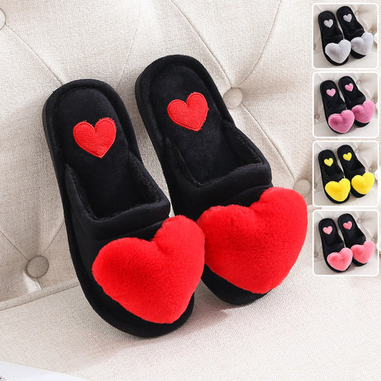 Cute Love Slipper Winter Warm Fluffy Shoes Home Slippers For Valentine's Day Overview: Unique design, stylish and beautiful. Good material, comfortable feet. A variety of colors, any choice. Specification: Cartoon love slippery home slippers Sole material