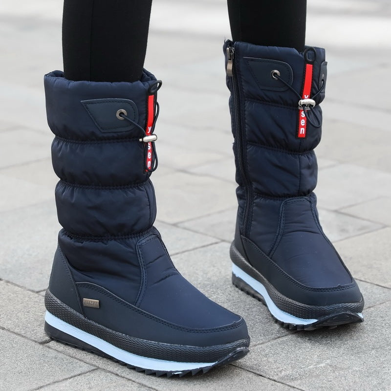 Winter New Plus Velvet Thick Cotton Shoes Thermal Middle Tube Waterproof Non-slip Boots Product information: Pattern: solid color Lining material: Other Color: G71 Black, G71 Blue, G71 White, G71 purple, G71 Red Upper height: Mid-top Heel height: Other So