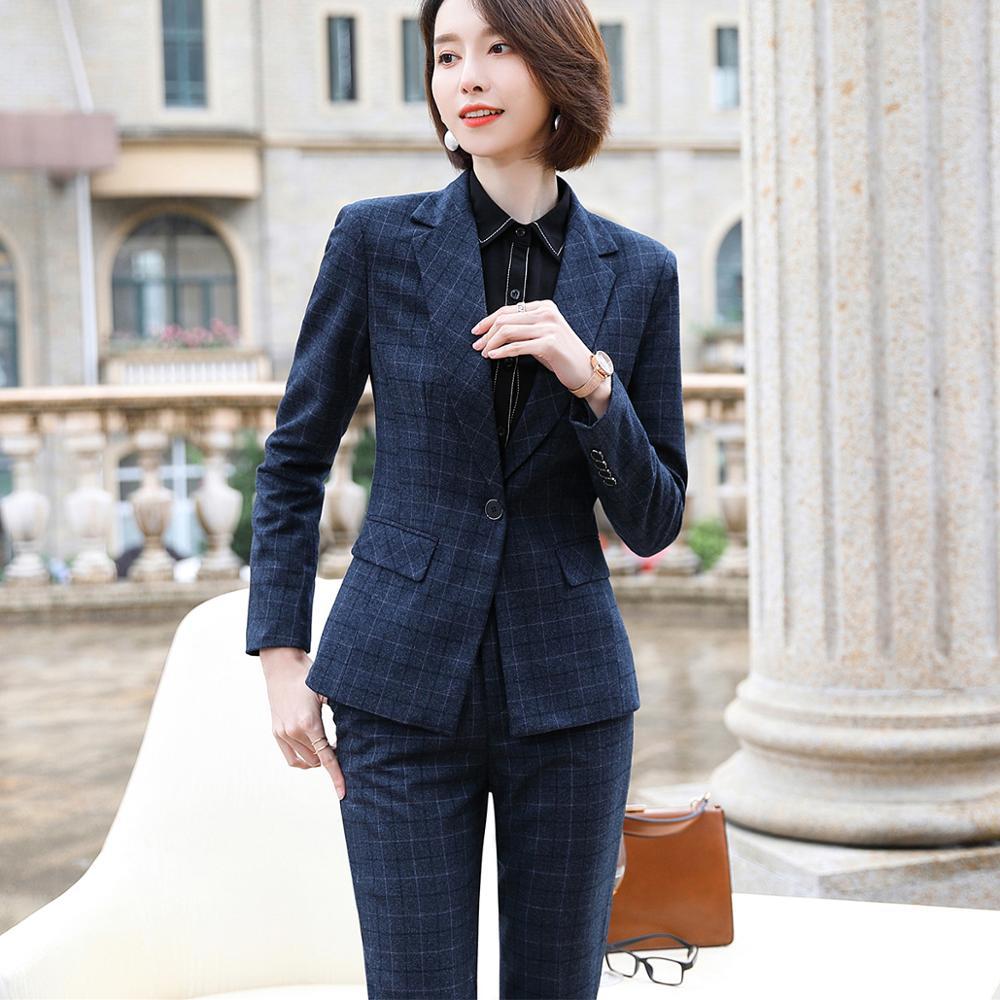 Plaid Suit Suit Fashion Temperament Business Product information: Product Category: Professional Women's Pants Set Version type: waist type Length of dress: ordinary style (50cm＜length of dress≤65cm) Top style: small suit Top sleeve length: long sleeve Po