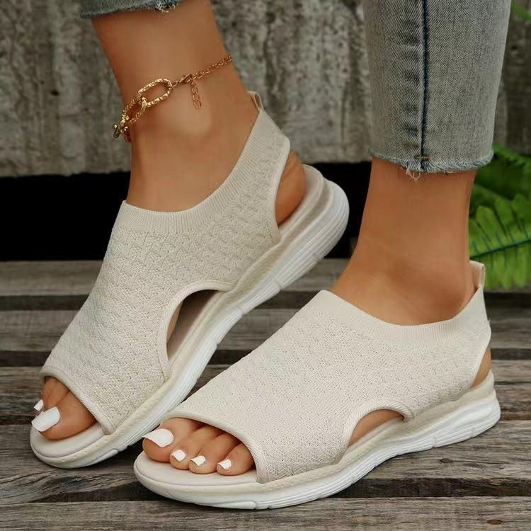 New Summer Flat Sandals For Women Product Information: Upper material: PU Toe shape: fish mouth Pattern: Camouflage Color: Off-white, black, blue, color Size information: Sizes: 36,37,38,39,40,41,42,43 Packing list: Women's shoes *1 pair New Summer Flat S