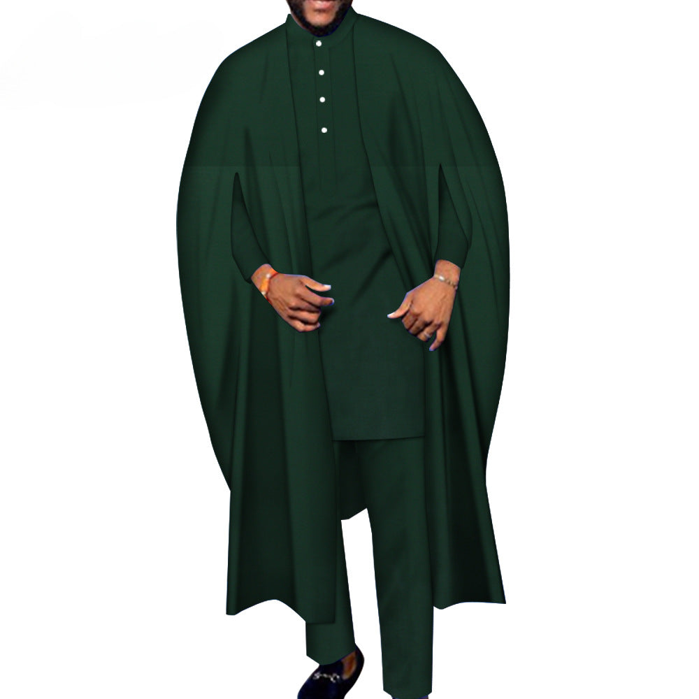 Men's Robe T-shirt And Pants Three-piece Suit