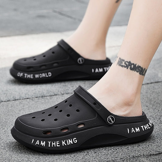 Outdoor Casual Dual-use Beach Half Slippers Sports Leisure Sandals Feeling Of Walking On Shit Product information: Color: black, gray, green, blue, white, black [fashion style], white【 fashion style], khaki [fashion style], Black [casual style], white【 ca