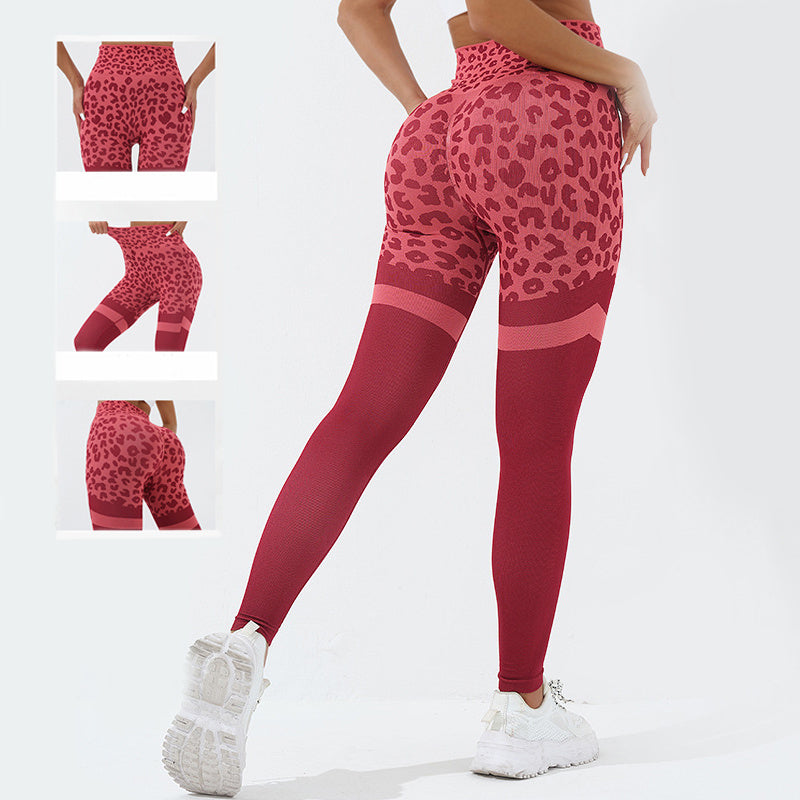 Leopard Print Fitness Pants For Women High Waist Butt Lifting Seamless Leggings Elastic Running Sport Training Yoga Pants Gym Outfits Clothing Product information: Material:Nylon Style:Fashion Simple Features:Solid color Color:picture color Size Informati
