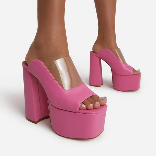 Solid Color Thick Heel Sandal Female Overview: Unique design, stylish and beautiful. Good material, comfortable feet. A variety of colors, any choice. Specification: Color: pink, gold, orange, light brown Size: 36,37,38,39,40,41,42,43 Upper material: arti