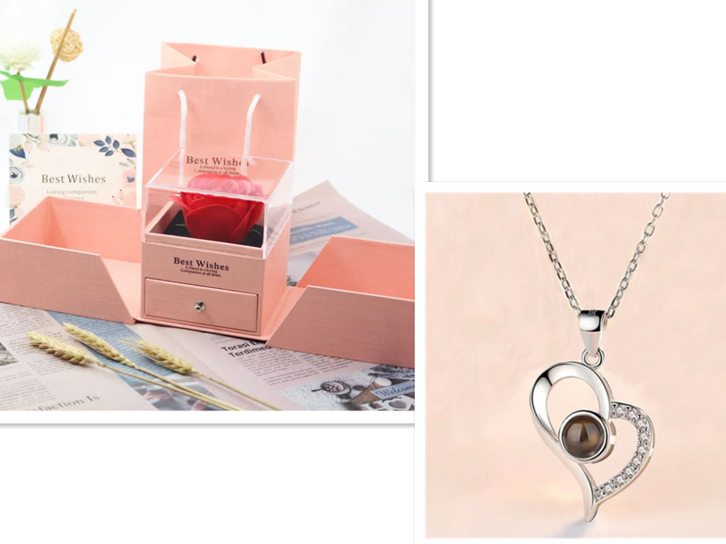 Hot Valentine's Day Gifts Metal Rose Jewelry Gift Box Necklace For Wedding Girlfriend Necklace Gifts Overview: 100% new design and high quality Must-have for fashion women Have a beautiful appearance Specifications: Necklace： Style: ethnic Material: Cryst