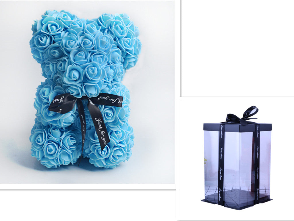 Valentine's Day Gift Rose Bear Eternal Flower Rose Teddy Bear PE Foam Bear 25cm Valentines Day Overview: Rose Bear — The rose bear is about 10*7*7 inches (length*width*height). This eternal rose bear symbolizes eternal love, affection, friendship and stab