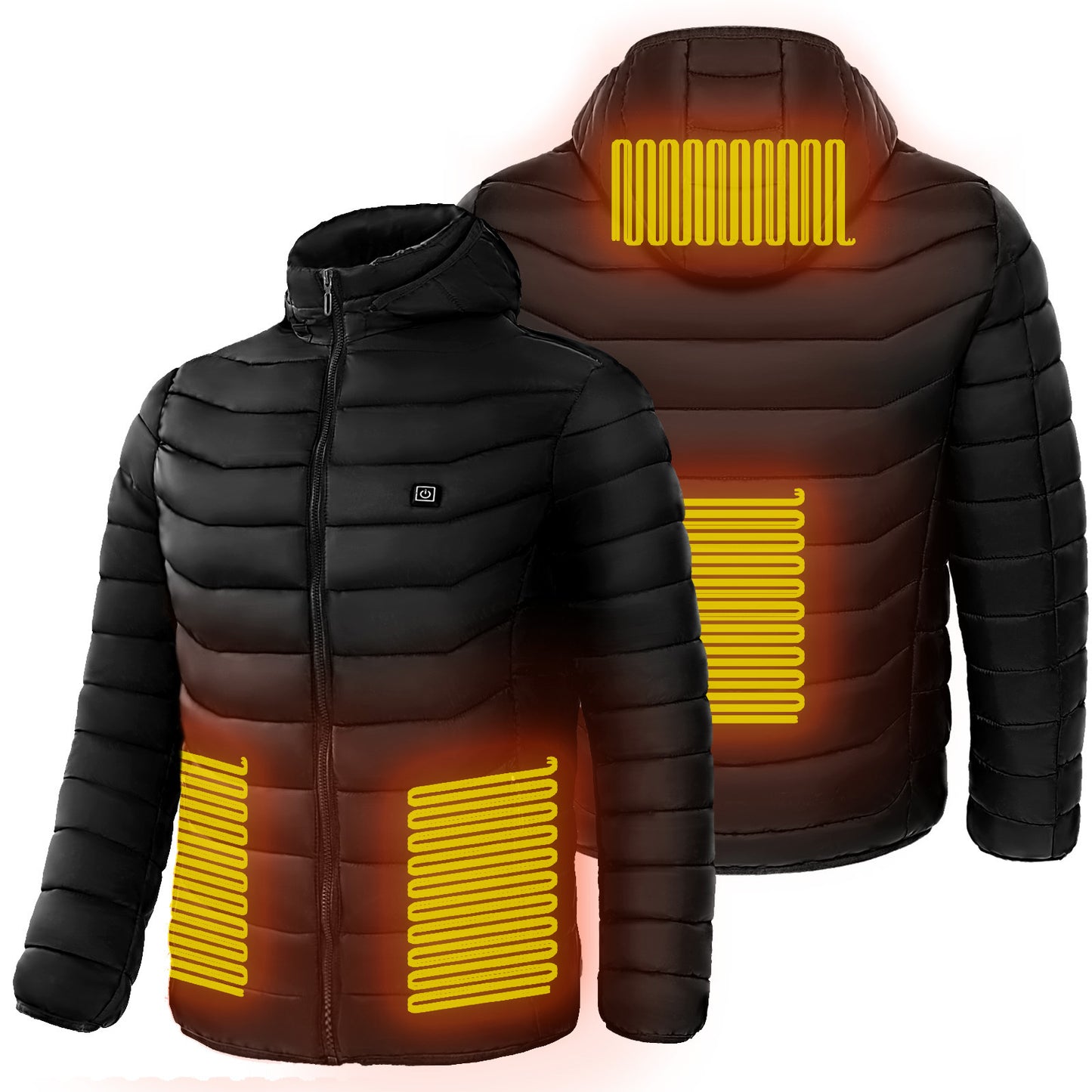 Men Heated Puffer Jacket Electric Heating Coat Insulated Hood Windbreaker 9Heat Zones Perfect for skiing: With its lightweight and long-sleeve puffer design, this heated jacket is ideal for skiing. It provides the necessary warmth without hindering your m
