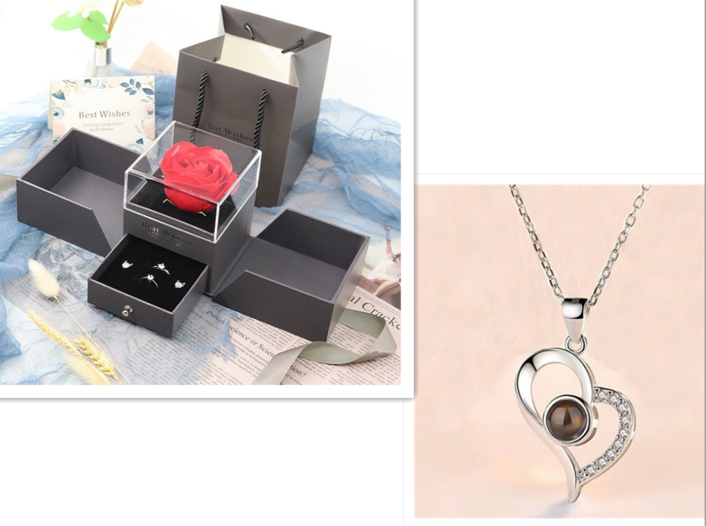 Hot Valentine's Day Gifts Metal Rose Jewelry Gift Box Necklace For Wedding Girlfriend Necklace Gifts Overview: 100% new design and high quality Must-have for fashion women Have a beautiful appearance Specifications: Necklace： Style: ethnic Material: Cryst