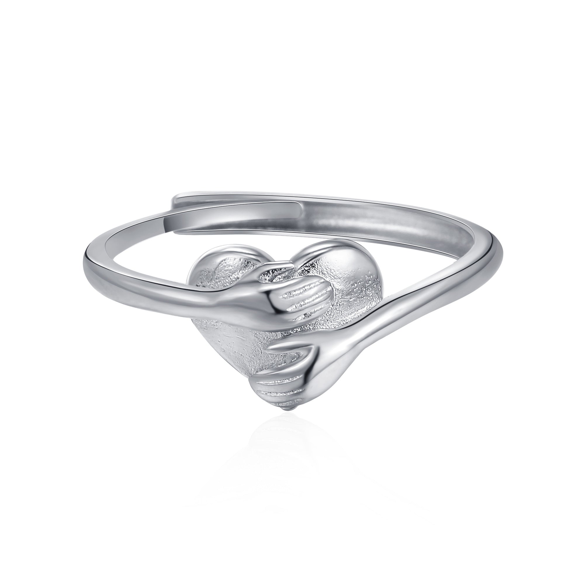 Hug Love Heart-shaped Ring Fashion Simple Rings For Valentine's Day Product information: Type: Ring, ring Treatment Process: Electroplating Color: two-tone, White Gold color Applicable people: women Size: adjustable opening Style: love Material: Copper Sh