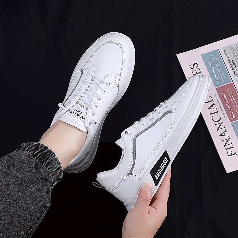Men's Fashion All-match Breathable Trendy Shoes Product information: Upper material: synthetic leather Heel height: low heel (1-3CM) Pattern: solid color Color: HB-6 white black, HB-6 white gray Sizes: 39, 40, 41, 42, 43, 44 Sole material: plastic Inner m