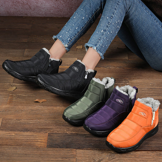 Women's Cotton-padded Shoes Thickened Warm Snow Boots Plus Size Women's Ankle Boots Product information: Pattern: Flowers Lining material: washed wool Color: T90 Black, T90 Gray, T90 coffee, T90 purple, T90 orange, T90 yellow, T90 Green, T90 Blue Upper he