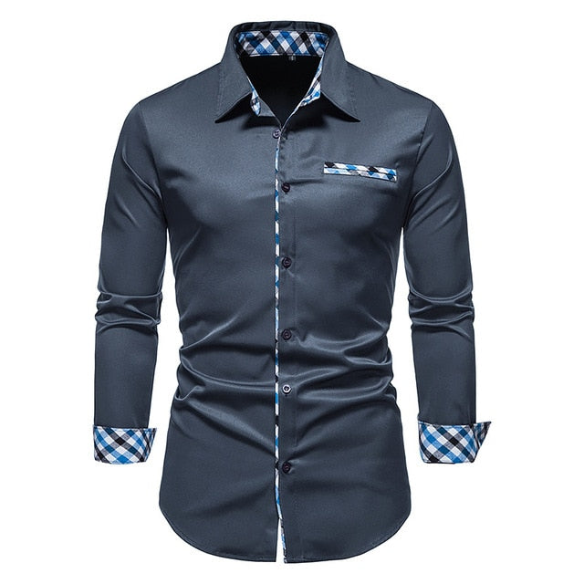 Plaid Patchwork Formal Shirts for Men The Plaid Patchwork Formal Shirts for Men are the perfect shirt for any man who wants to look his best. Made from a breathable fabric, these slim-fit shirts are perfect for any occasion, whether it be a casual gatheri