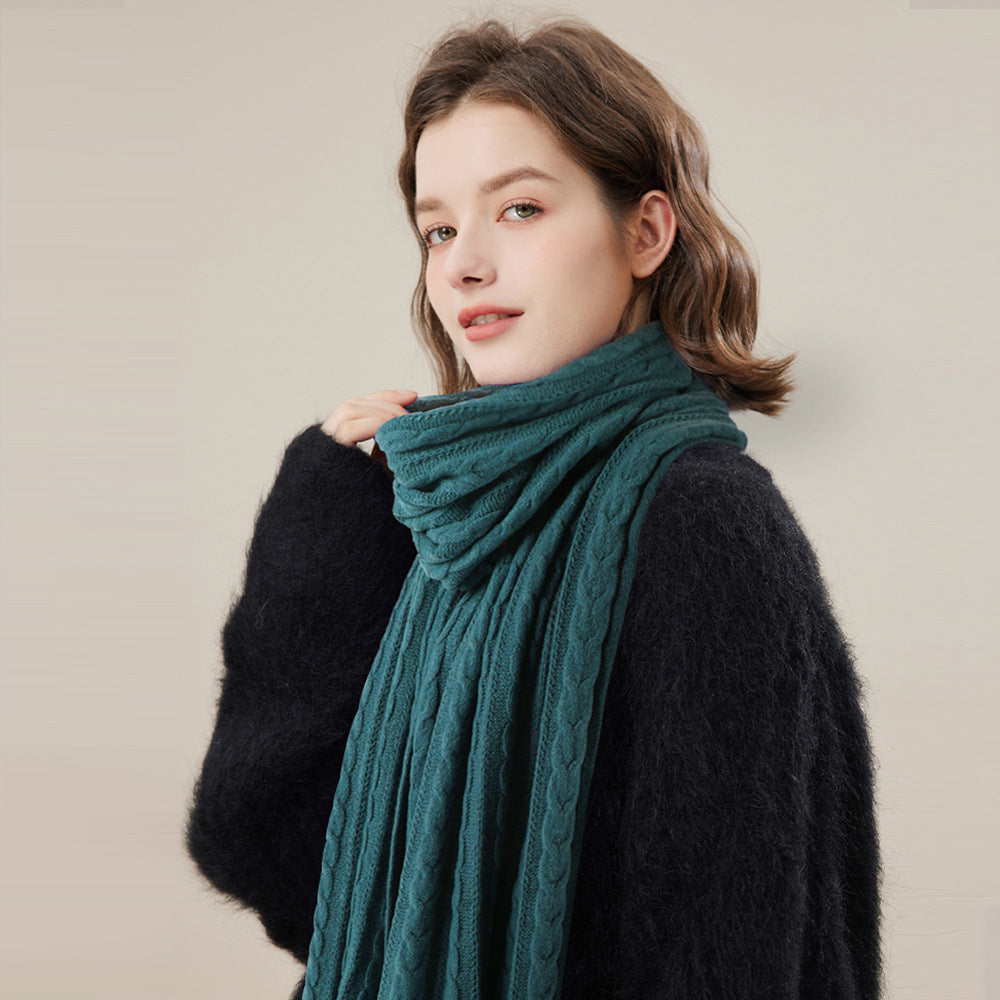 Solid Color Scarf For Women Winter Warm Fashion Versatile Shawl Korean Style Sweet Knitted Woolen Long Scarf Product information: Material:Polyester Style:Fashion Simple Features:Warm Color:Picture color Packing list: Scarf*1 Product Image: Solid Color Sc