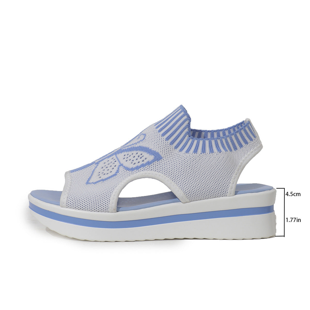 Summer Butterfly Print Sports Sandals Casual Breathable Flying Woven Flat Shoes For Women Product information: Upper Material: Fabric Sole Material: Rubber Toe Shape: Fish Mouth Sole: Viscose Upper Height: Low Size Information: Packing list: Slippers*1Pai