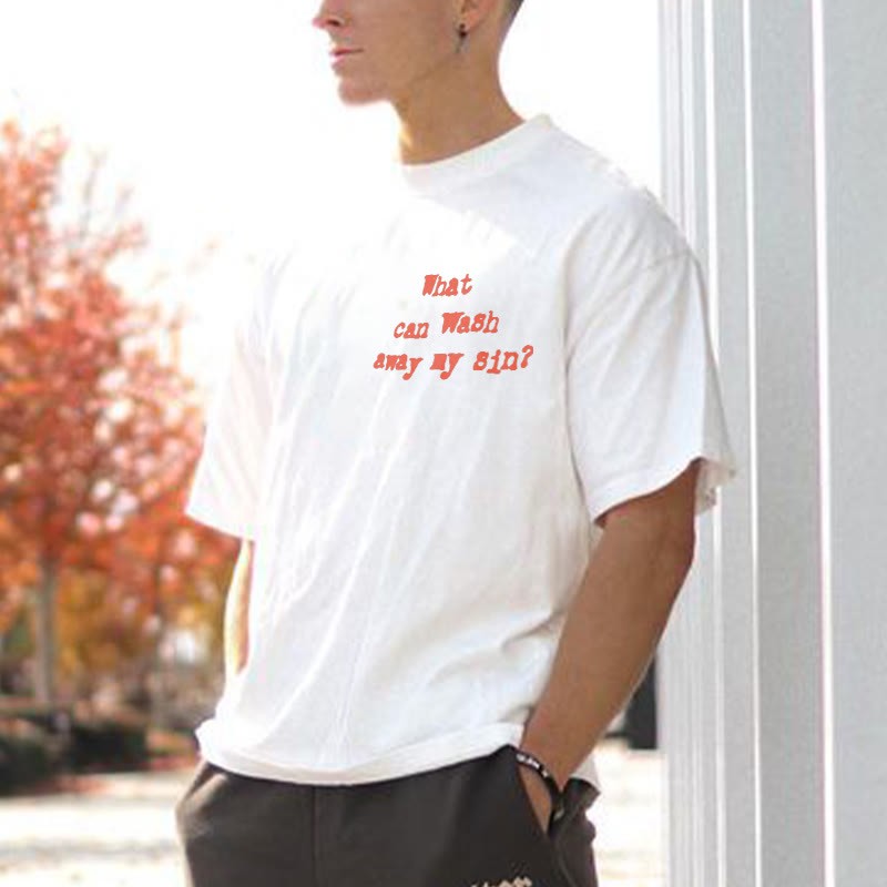 Nothing But Blood Of Jesus Print T-shirt Product information: Fabric Name: 100% Polyester Pattern: Letter Print Process: Printed Style: Casual Length: Regular Collar: Round Neck Sleeve Type: Short Sleeve Occasion: Daily Theme: Summer Size Information: Not