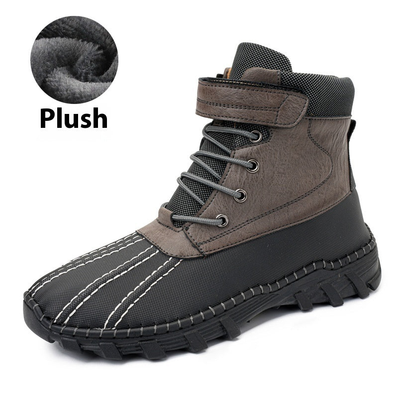 Winter Fleece Lace-up Snow Boots For Men Women Waterproof And Anti-slip Outdoor Work Boot Fashion Warm Mid-tube Cotton Shoes Men Overview: Unique design, stylish and beautiful. Good material, comfortable wear. A variety of colors, any choice. Product info