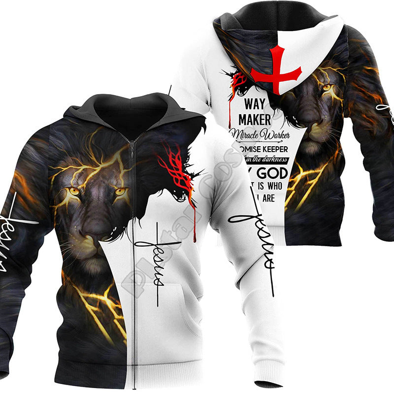 New Men's 3D Digital Jesus Print Long Sleeve Sweatshirt Product Information: Style: Casual Purchasing category: Youth popular (18-24 years old) Style: cardigan With or without liner: Without liner Collar type: no collar Neckline shape: round neck Sleeve l