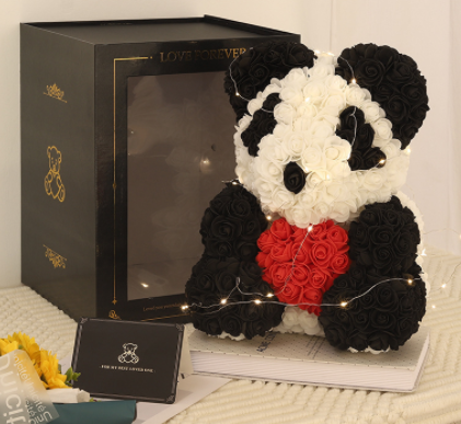 Valentine's Day Gift Rose Bear Eternal Flower Rose Teddy Bear PE Foam Bear 25cm Valentines Day Overview: Rose Bear — The rose bear is about 10*7*7 inches (length*width*height). This eternal rose bear symbolizes eternal love, affection, friendship and stab