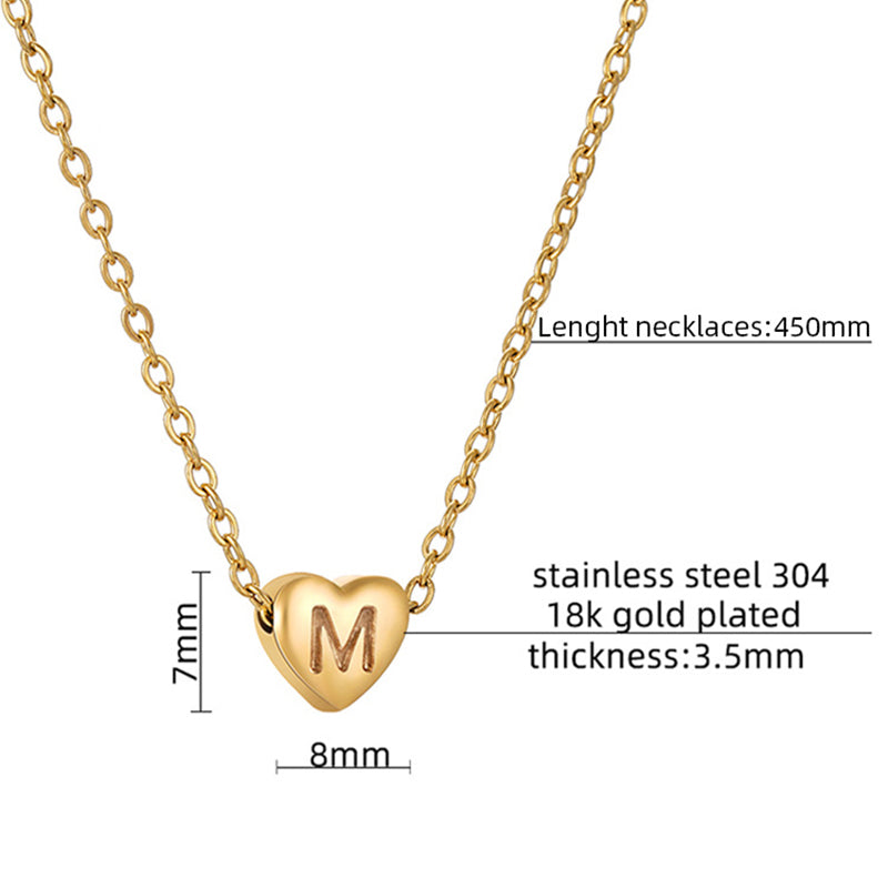 Ins Style Love Letter Necklace Women Stainless Steel Heart-shaped Niche Clavicle Chain Fashion Necklace Product information: Necklace material: stainless steel Process: vacuum plating Size: 7*8*3.5MM Chain length: 450mm Packing list: Necklace*1 Product Im