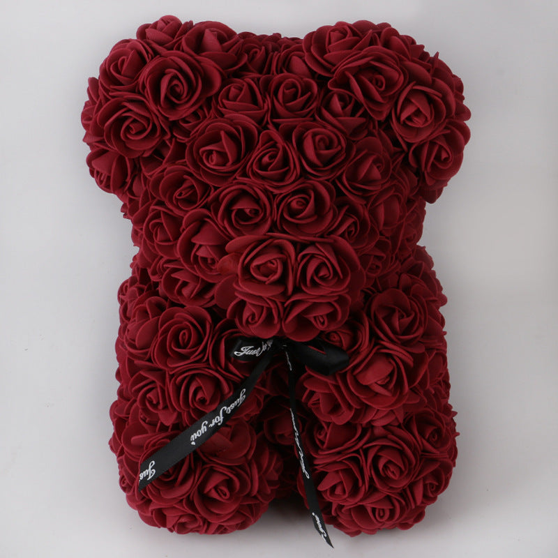 Valentine's Day Gift Rose Bear Eternal Flower Rose Teddy Bear PE Foam Bear 25cm Valentines Day Overview: Rose Bear — The rose bear is about 10*7*7 inches (length*width*height). This eternal rose bear symbolizes eternal love, affection, friendship and stab