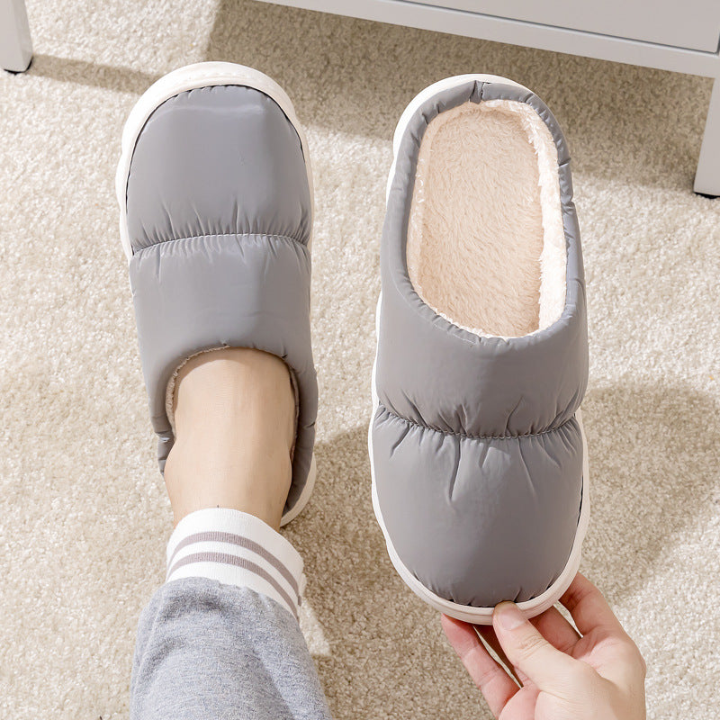 New Down Cotton Slippers Women Couple Winter Fashion Indoor Thick-soled Non-slip House Shoes Warm Floor Plush Slippers For Men Product information: Upper Material: Artificial Leather Sole Material:Rubber Function: Anti-slip, Warmth Toe shape: wrapped Heel