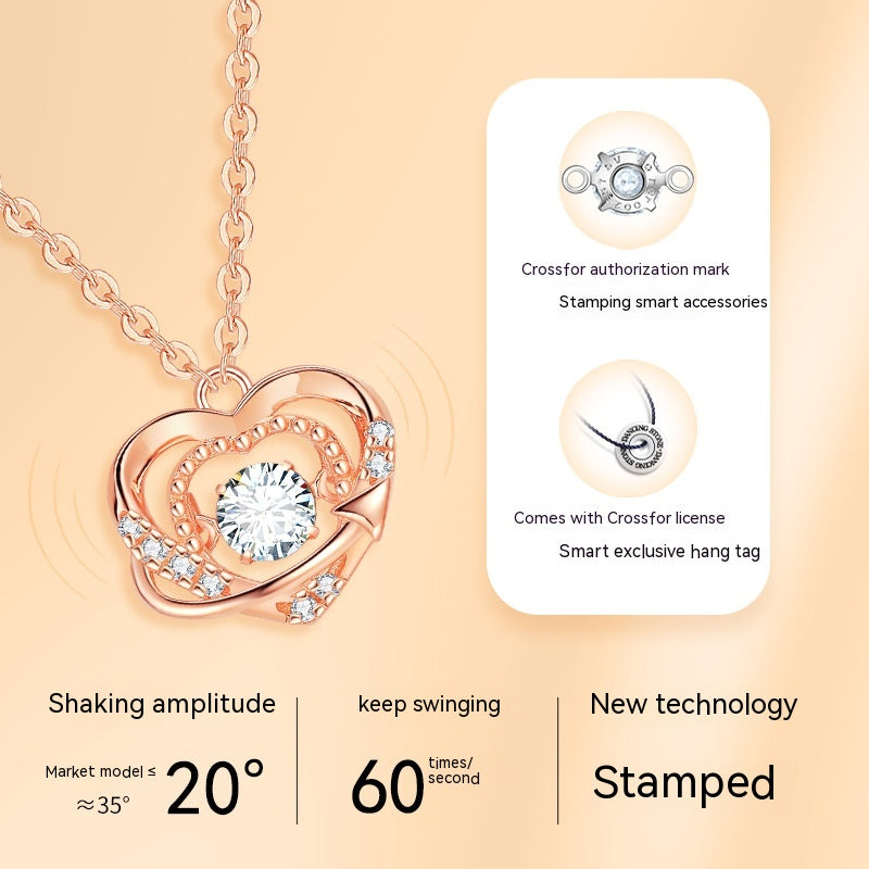 Heart Necklace S925 Sterling Silver Product information: Treatment Process: Seiko Color: smart heart necklace-Rose, smart heart necklace-White Pendant material: 925 silver Chain style: O-shaped chain Material: Silver Purity: 925 silver Popular elements: L