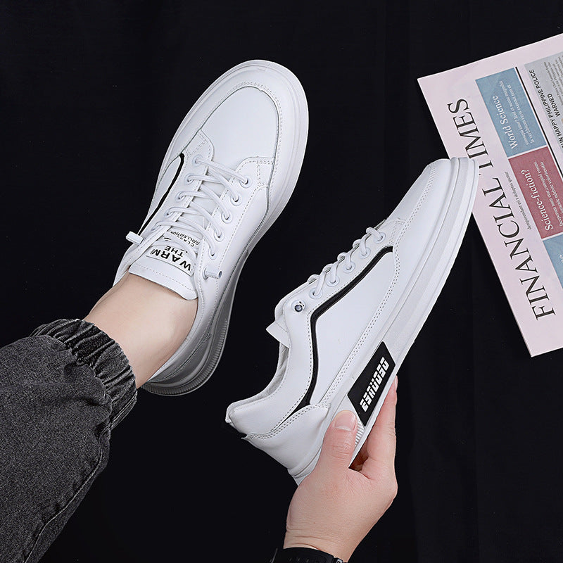 Men's Fashion All-match Breathable Trendy Shoes Product information: Upper material: synthetic leather Heel height: low heel (1-3CM) Pattern: solid color Color: HB-6 white black, HB-6 white gray Sizes: 39, 40, 41, 42, 43, 44 Sole material: plastic Inner m