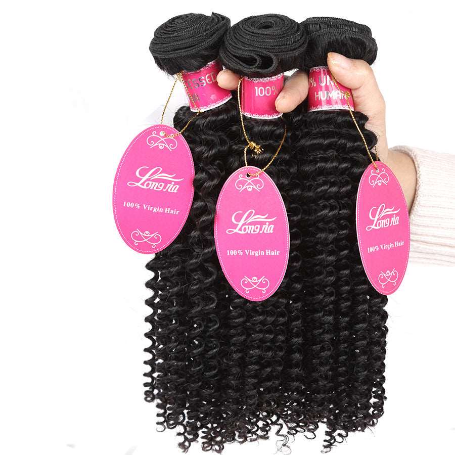 10A Deep Curly Brazilian Human Hair Bundles Weave Product information: Product name ：deep curly Material：Human hair Specification：8-24 inches Color： 1B natural color Weight：100g±2g/each Packing list: 1* wig 10A Deep Curly Brazilian Human Hair Bundles Weav