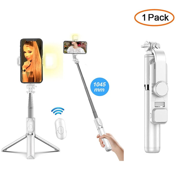 Wireless Bluetooth Selfie Stick Tripod Introducing the Wireless Bluetooth Selfie Stick with Foldable Portable Tripod – your perfect companion for capturing picture-perfect moments. This versatile gadget combines a selfie stick and tripod, offering you the