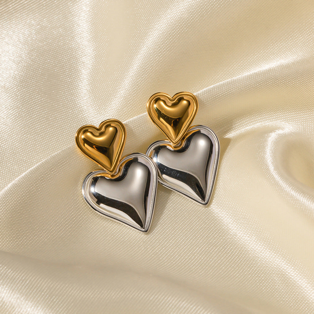 Zofia Heart Earrings Product information: Color: Jde2023589-1,jde2023589-2 Applicable people: Women Material: Stainless steel Shape: Heart shape Popular elements: Love/heart Style: Ins style Packing list: Stud earrings *1 pair Product Image: Zofia Heart E
