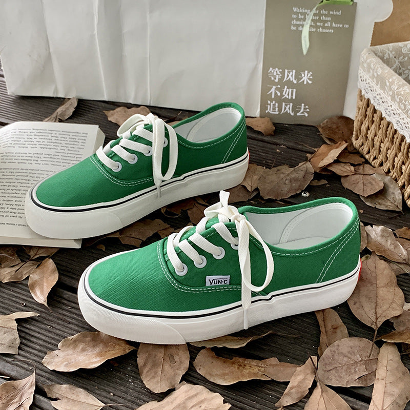 Fashion All-match Student White Shoes Trendy Sneakers Product information: Applicable age group: adult Upper Material: Canvas Sole Material: Rubber Style: Korean Color: black, sky blue, fairy pink, fluorescent green, Tiffany green, dragon fruit red, milk