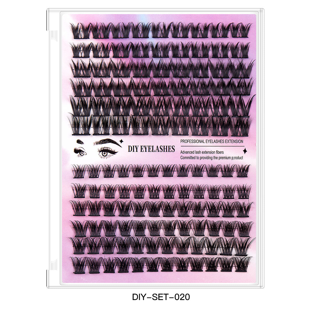 Segmented Hairy Fishtail Wheat Lazy Trilogy False Eyelashes Product information: Material: Artificial fiber Size: 12.3*20.2 * 2cm Specifications:Style 1:DIY-set-020,Style 2:DIY-set-020 pink tweezers,Style 3:DIY-set-020 pink brush,Style 4:DIY-set-020 pink