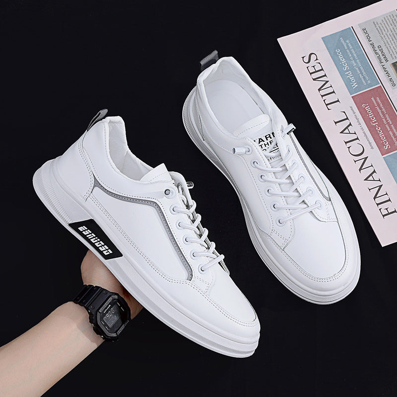 Men's Fashion All-match Breathable Trendy Shoes Product information: Upper material: synthetic leather Heel height: low heel (1-3CM) Pattern: solid color Color: HB-6 white black, HB-6 white gray Sizes: 39, 40, 41, 42, 43, 44 Sole material: plastic Inner m