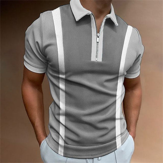 European And American Men's 3D Digital Printing Zipper Polo Shirt Plus Size Product information: Pattern: stripes Details of clothing style: zipper decorations Size: S,M,L,XL,XXL,XXL,XXXXL,5XL Version: Loose Thickness: ordinary Fabric name: Bird eye cloth
