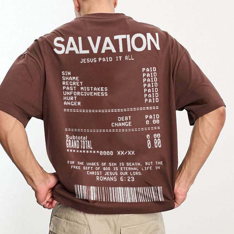 Jesus Paid It All Print T-shirt Product information: Fabric Name: 100% Polyester Pattern: Letter Print Process: Printed Style: Casual Collar: Round Neck Occasion: Daily Theme: Summer Size Information: Note: 1. Asian sizes are 1 to 2 sizes smaller than Eur