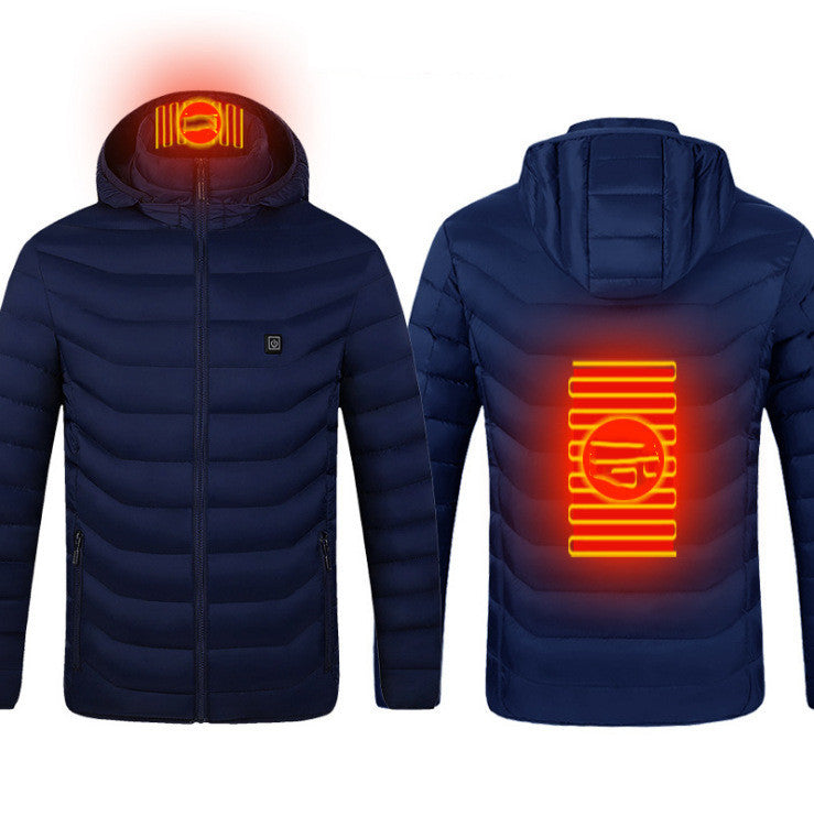 New Heated Jacket Coat USB Electric Jacket Cotton Heater Thermal Clothing Heating Vest Overview: LIGHTWEIGHT DESIGN FOR HEATING: Metallic dot lining, elastic cuffs, hem, removable hood, long sleeve and high-quality zippers help you better lock the heat, w
