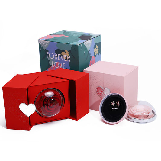 Creative Eternal Rose Box Eternal Soap Flower Jewelry Box Ring Necklace Storage Case Valentines Surprise Gift Overview: 1.【Romantic Gifts for Her】Forever rose symbolizes forever love, harmonious family, and loyal friendship. Surprise your loved ones. 2.【P