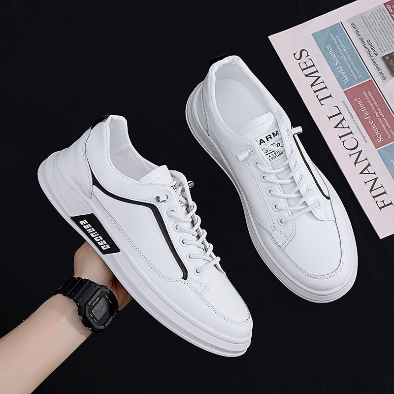 Men's Fashion All-match Breathable Trendy Shoes Product information: Upper material: synthetic leather Heel height: low heel (1-3CM) Pattern: solid color Color: HB-6 white black, HB-6 white gray Sizes: 39, 40, 41, 42, 43, 44 Sole material: plastic Inner m