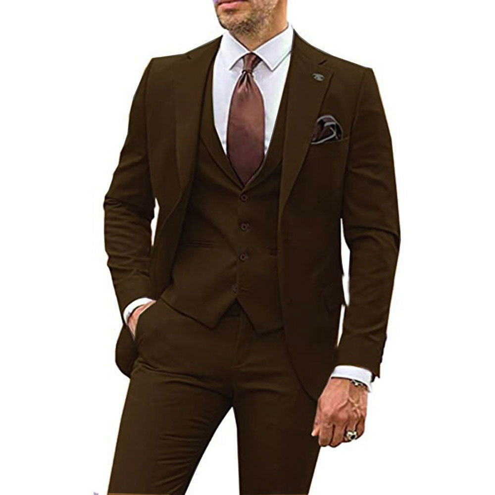 Men's Three-piece Slim-fit Dovetail Groom Dress