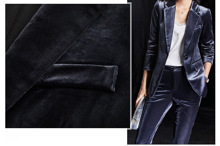 New Autumn And Winter Corduroy Suit Professional Suit Product information: Main fabric composition: polyester fiber (polyester) Color: royal blue, wine red, gray Applicable gender: female Size Information: Size: S, M, L, XL, XXL, XXXL, XXXXL Note: 1. Asia