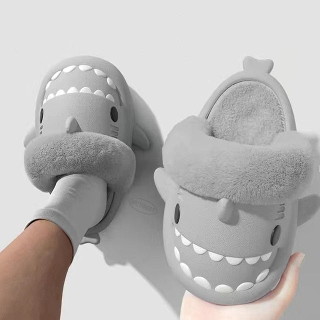 Non-Slip Furry Shark Slides Introducing the Non-Slip Furry Shark Slides – the perfect footwear for any occasion! These slippers are made from waterproof materials and boast non-slip soles, making them ideal for use both indoors and outdoors. Crafted with